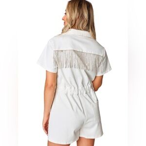 Buddy Love White Jumpsuit with Silver Accents